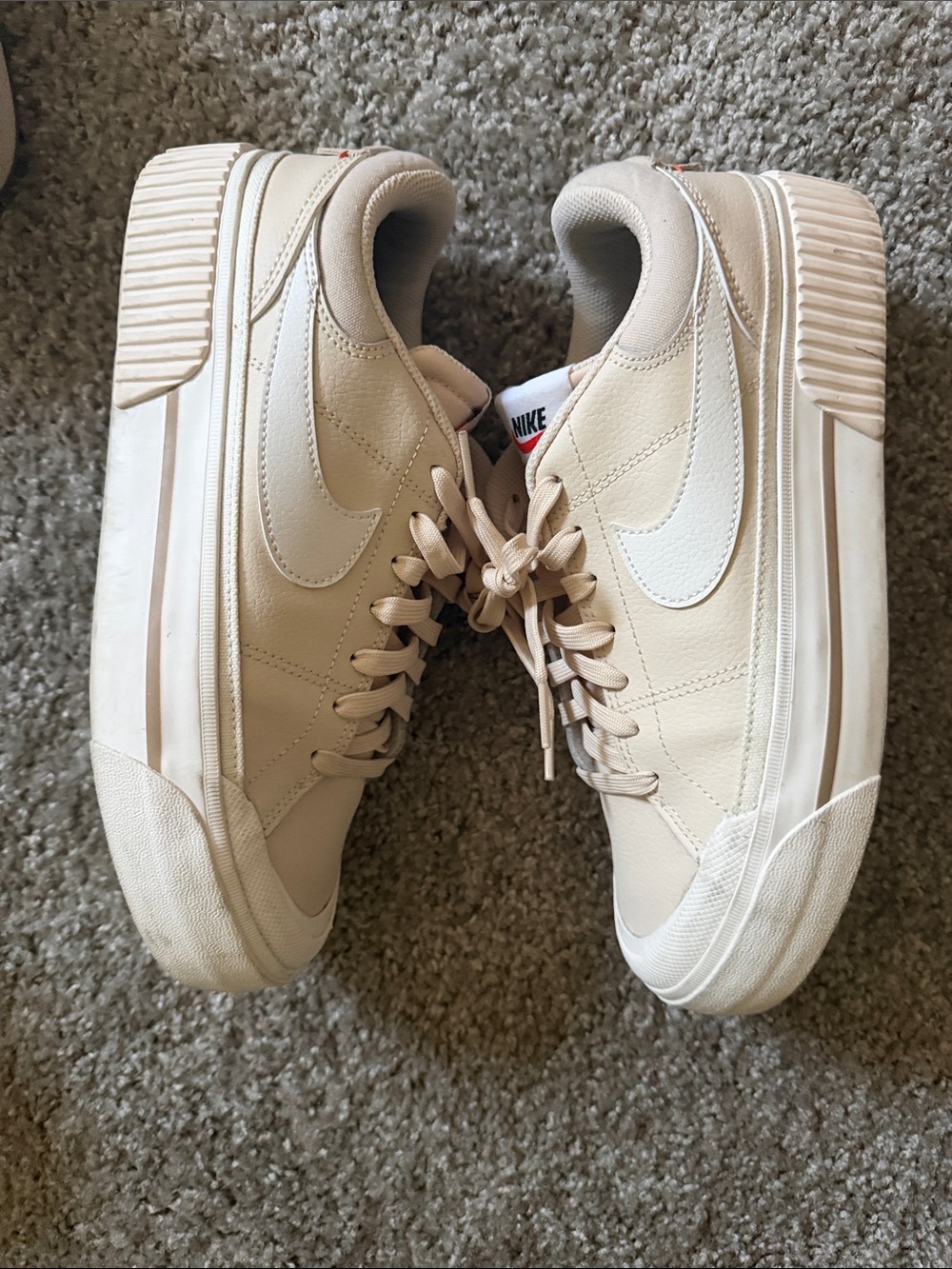 Nike Cream/Tan Blazer Low Sneakers with White Swoosh - Picture 3 of 5